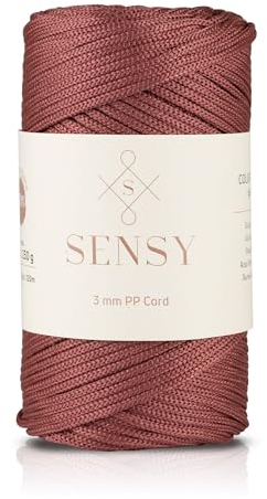 Sensy - Cuerda de poliéster 3 mm, 131 Yardas, 100% Polipropileno, Cuerda de macramé de 3 mm para Bolsa de Ganchillo (Rosa Polvoriento)