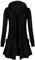 Flikity Plus Size Tops for Women, Zipper up Knee Length Hooded Cardigan Long Sleeve Tunic Tops to Wear with Leggings Casual Office Work Blouses Solid Color Open Front Hoodies Loose Fit Black 2XL