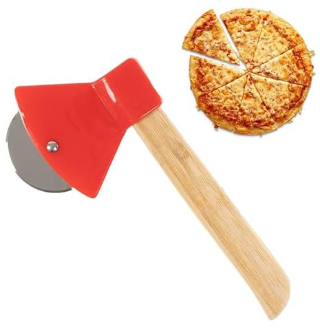 ROCKING GIFTS Cortapizza en Forma de Hacha - Herramienta de Cocina para Cortar Pizzas fácilmente - Mango ergonómico - Acero Inoxidable - Accesorio imprescindible para Amantes de la Pizza -