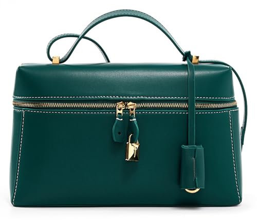 Rejolly Umhängetasche für Damen, echtes Leder, L19 Tasche, Top-Griff, Designer-Schultertasche, leise, luxuriös, trendiger Stil, A-large Dark Green