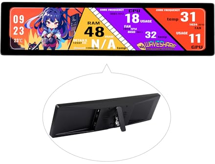 Waveshare 11.9inch Touch Monitor, 320×1480 Pixel, HDMI Interface, Hi-Fi Speaker, with Collapsible Stand, Metal Case, for Raspberry Pi/Jetson Nano/Core3566/PC, Support Plug & Play Without Driver