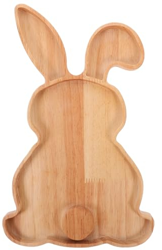 Amosfun Osterhasen-Teller Hasenförmiges Serviertablett Aus Holz Käsebrett Wurstbretter Lebensmittel-Snack-Teller -Servierplatte Für Snacks Kekse Früchte