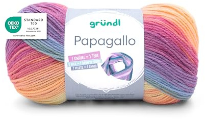 Gründl Wolle Papagallo Farbverlaufsgarn 1 Knäuel 100 g, Pink-gelb | Weiche Wolle mit Farbverlauf zum Häkeln und Stricken - Farbverlaufsgarn - 100 % Polyacryl - Nadelstärke 3,5-4,5