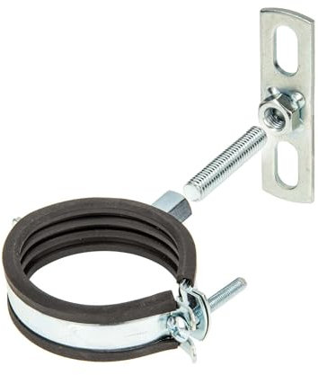 tecuro Einhand Schraubrohrschelle M8/M10 Spannbereich 26-30 mm verzinkt, inkl. Gewindestift M10 x 40 mm und Befestigungsplatte, mit Gummi Schallschutzeinlage - Kombi-Set GRS2630-S Rohrbefestigung