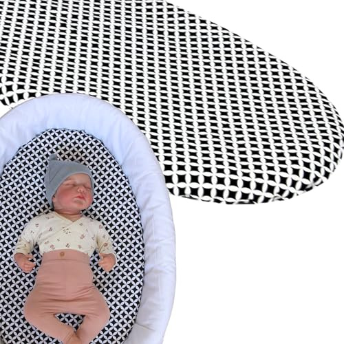 BABYLUX Spannbettlaken für Kinderwagen Stubenwagen Baby Spannbetttuch Wiege Stuben Bettlaken (107.Marokko Schwarz)