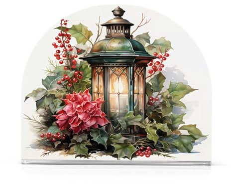 Serviettenhalter Laterne Weihnachten Beeren Tisch Papier Servietten Halter Acryl Taschentuchspender Küche Esszimmer Party 1 Packung