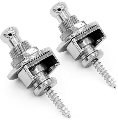 Muuoeou Premium Guitar Strap Locks and Buttons Security Quick Release Straplocks Strap Retainer System Nickel (Pack of 2)