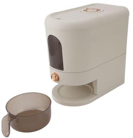 Dispensador de Arroz, Contenedor de Arroz Contenedor de Granos Grande Automático de 11 Lb Contenedor de Almacenamiento de Arroz Dispensador de Cereales para el Hogar Cubo con