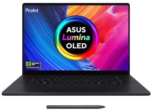 ASUS ProArt 16 OLED H7606WP Laptop | 16.0” 4K OLED Touchscreen | CoPilot+ PC | AMD Ryzen AI 9 HX 370 | NVIDIA GeForce RTX 5070 | 64GB RAM | 2TB PCIe SSD | Backlit Keyboard | Windows 11 | Stylus Pen