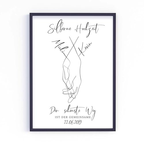 Geschenk zur Silberne Hochzeit | Hochzeitsgeschenk Hochzeitstag Jahrestag Valentinstag Jubiläum Brautpaar | personalisiert | Der schönste Weg Poster