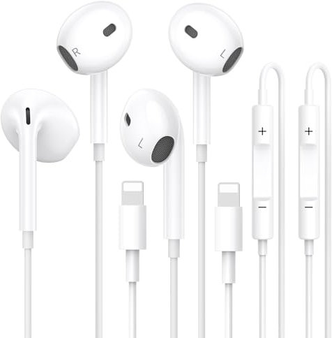 2 Pack Cuffie Auricolari In-Ear con Filo per i-Phone,Auricolari Isolamento Acustico Stereo HiFi con Microfono Integrato e Controllo Volume Compatibili con i-Phone 14/14 Plus/14 Pro Max/13/12/11/XR/8/7