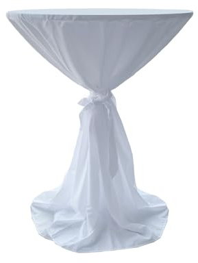 Stoff-Kollektion Stehtisch Hussen Polyester mit Schlaufe Weiß 80cm ø Party, Hochzeit, Bankett (Weiß)