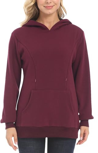 FEOYA Pulli Femmes Haut d'allaitement Sweats à Capuche de Maternité Blouse Pull d'allaitement XS-XXL