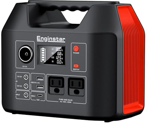 EnginStar Centrale elettrica portatile 300W 296Wh Banca della batteria con 110V pura onda sinusoidale presa CA per all'aperto campeggio caccia e emergenza, 80000mAh alimentazione della batteria di