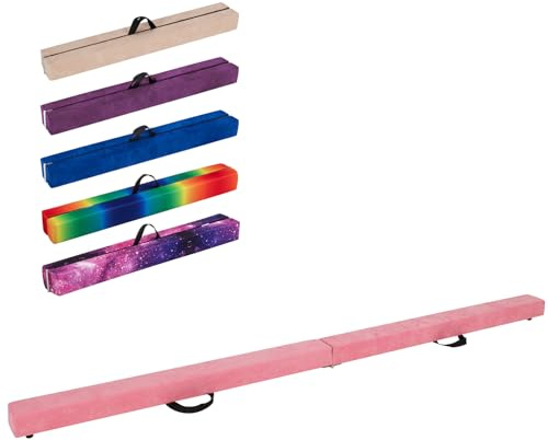 GYMAX 7FT/9FT Folding Gymnastics Balance Beam, Professional Training Beam with Carry Handles, Solid Wood Base and Anti-slip Bottom, Floor Gymnastics Equipment for Home Gym