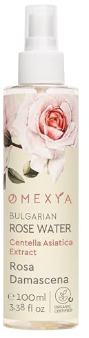 Rosenwasser-Spray mit Centella Asiatica – OMEXYA Rosa Damascena Gesichtswasser – Natürlicher Toner für Gesicht & Hautpflege, erfrischendes Gesichtsspray ohne Zusätze, natürliches Rosenwasser