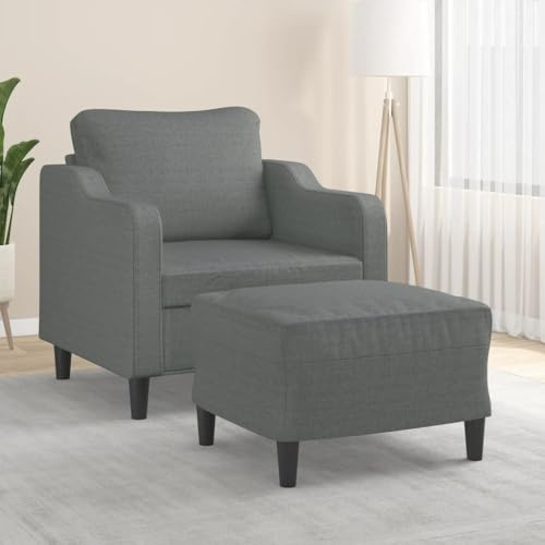 Sessel mit Hocker Dunkelgrau 60 cm Stoff, Couchgarnitur Schlafcouch Wohnlandschaft Couch Geeignet für Schlafzimmer Wohnung Wohnzimmer Hotel