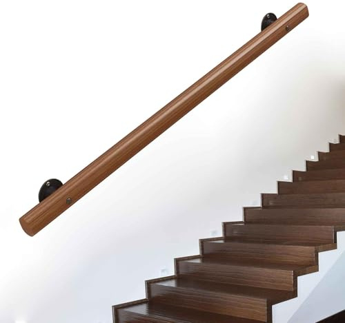 DMCHENGMA Corrimano per Scale da 1 Piede a 15 Piedi per Scale Interne, corrimano per Scale Moderne con Supporto in Legno massello per Montaggio a Parete(420cm)