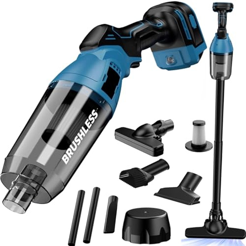 4-in-1 Akku Staubsauger für Makita Akku 18V, Starke 10000PA Multifunktionaler Staubsauger Kabellos, Tragbarer Handstaubsauger mit Groß 750ML Staubbehälter für Teppiche Auto (Blau Ohne Batterie)