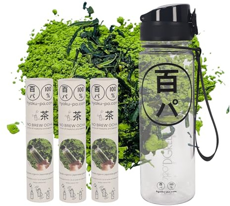 Hyaku-Pa Grüner Tee, Bio Matcha Pulver & Sencha- Premium Japanischer Tee- No Brew Ocha- Heiß & Kalt- Fokus & Sport, 100% Natürlich