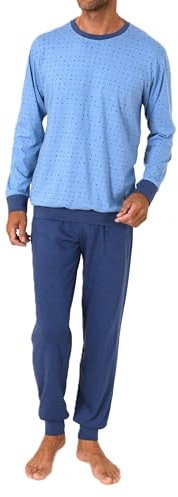 NORMANN Herren Schlafanzug Langarm mit Bündchen Pyjama in zeitlos eleganter Optik