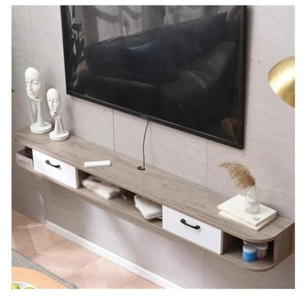 Yinj9562fg Meuble TV Meuble de Rangement Mural for Console multimédia, idéal for Ranger sous la télévision, Centre Divertissement, Salon, Chambre à Coucher Rangement(Grigio)