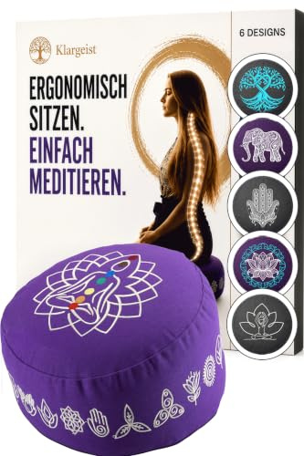 Meditationskissen | Yoga Kissen | Yogakissen | Chakra 17,5 cm hoch | Meditationskissen XL | Meditierkissen | Meditationskissen Mandala | Chakra Balance Lila