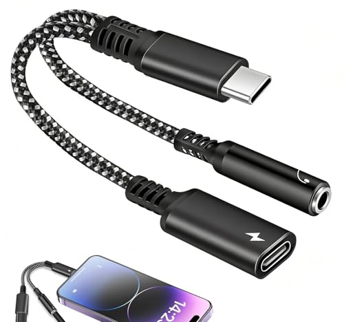 Voltrique Adaptateur USB C Jack 3,5mm 2 en 1 Audio PD 60W avec DAC HiFi | Audio HiFi DAC, Charge rapide PD 60W, Adaptateur 2 en 1 USB-C vers Jack 3,5mm, Son clair, for iPhone, Samsung, iPad & Pixel