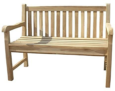 Ambientehome 2er Teakbank Gartenbank Holzbank 120 cm, Sitzbank