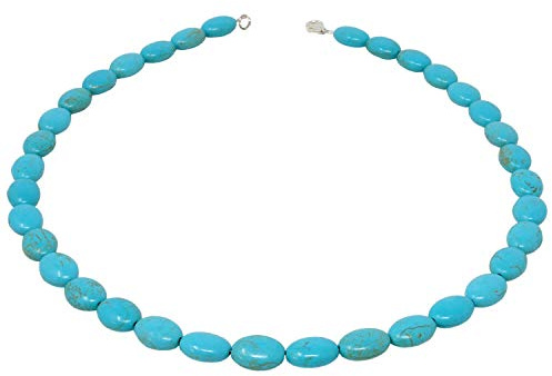 Kette Collier aus Türkis-Howlith Halsschmuck Halskette Türkiskette oval schlicht
