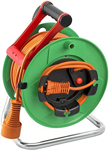 Brennenstuhl Enrouleur de câble Standard Garden avec rallonge supplémentaire (30m de câble H05VV-F 2x1,5, utilisation temporaire en extérieur, fabriqué en France) pour appareils de classe II