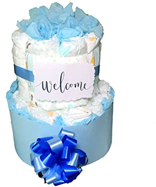 Windeltorte Junge Willkommen | Das perfekte Geschenk zur Geburt & Taufe