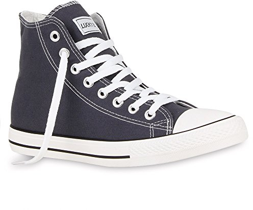 stiefelparadies Herren Schuhe High Top Sneakers Schnürer Sportschuhe 54122 Dunkelgrau Ambler 36 Flandell
