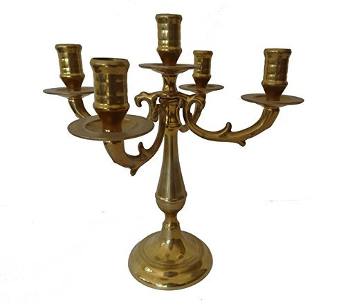 Fünfarmiger Kerzenleuchter aus poliertem Messing Modell Ende des 19. Jahrhunderts