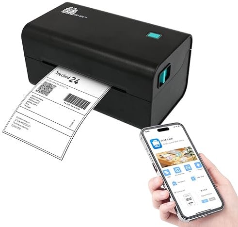 Double Dragon 4” Direct Thermal Label Printer, 203 DPI, USB/Bluetooth/Wi-Fi, For Windows, Mac (USB), Android & iOS, Ink-Free, 4x6 Thermal Shipping Label Printer for Amazon, eBay, Royal Mail, UPS, DPD