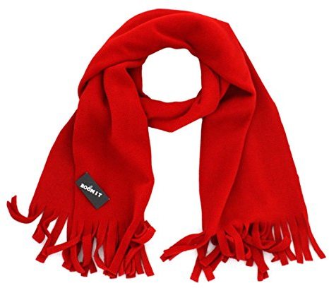 Sonia Originelli Schal Fleece Fransen Winter Einfarbig Farbe Rot