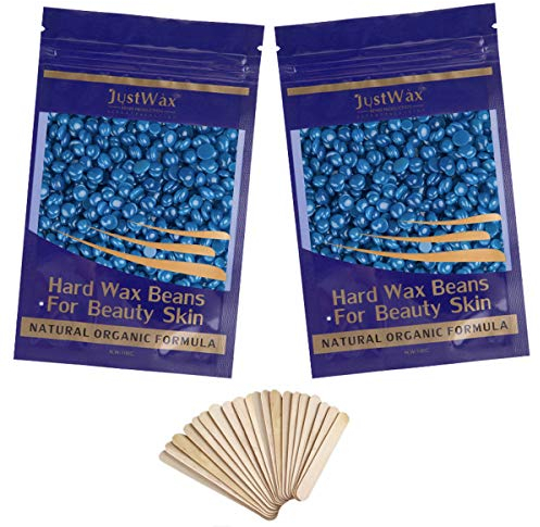 Enthaarung Wachsbohnen -Hard Wax Beans -Wachskugeln Haarentfernung -Wachsperlen -Wax Perlen Klein -Heisswachs Perlen -Warmwachs Perlen -Waxing Pearls mit 20 Holzspatel -200g (Kamille)