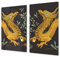 Couvre-cuisinière à induction – Planche de cuisine en verre trempé – Couvre-plaques de cuisson – UNE PIÈCE (60x52 cm) ou DEUX PIÈCES (30x52 cm chacune); D13 Série D'art: Dragons jaunes