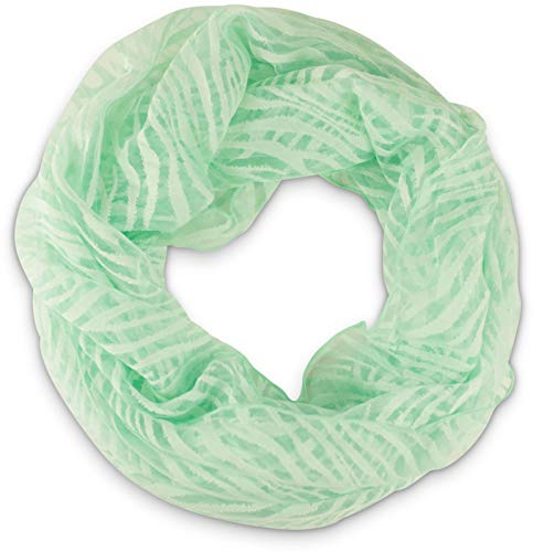fashionchimp Loop Sommer-Schlauchschal für Damen mit Ausbrenn-Muster, Baumwolle und Polyester, leichter XXL Schal (Mint-Streifen)