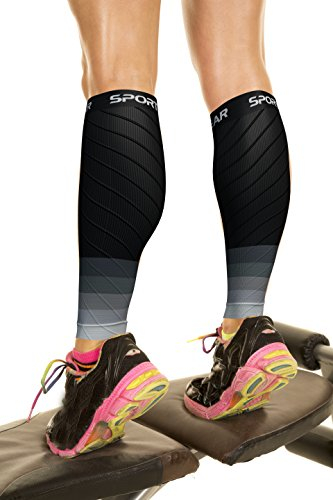 Physix Gear Wadenbandage für schwere Beine Waden Kompressionsstrümpfe Damen & Herren Waden Kompression für schnellere Regeneration Wadenschoner Kompressionsstulpen mit Wadenkompression SCHW/GR L/XL