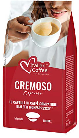 Italian Coffee 96 Capsule Caffè Compatibile con Bialetti Mokespresso (16 unità (Confezione da 6), Cremoso)