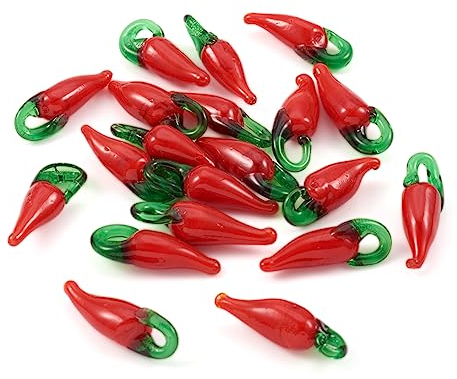 Cheriswelry Lampwork Beads - Colgante en miniatura con diseño de frutas y verduras, cristal de Murano para joyas, pulseras, manualidades, Vidrio Cuero, Glass