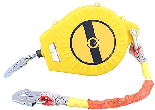 Dispositivo Anticaduta di Tipo Retrattile, Cavi di Sicurezza Retrattili per Tetto Impalcature Lavori in Quota, Cordino di Sicurezza con Funzione Autobloccante, Carico: 150kg