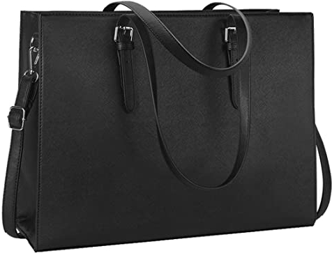 Aucuu Sac Cabas Femmes Sac à Main en PU Cuir Grand Capacité Sac Ordinateur 15.6 Pouces, Imperméable Sac Bandoulière Sac de Cours Portable Sac Epaule Bandoulière pour Affaires Voyage Travail Noir