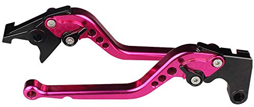 No Logo CNC Kurzes langes Motorrad Einstellbarer Bremskupplungshebel Griff Zubehör Griffgriffe Fit für Yamaha MT125 MT 125 2007-2016 2015 (Farbe : Long Pink)