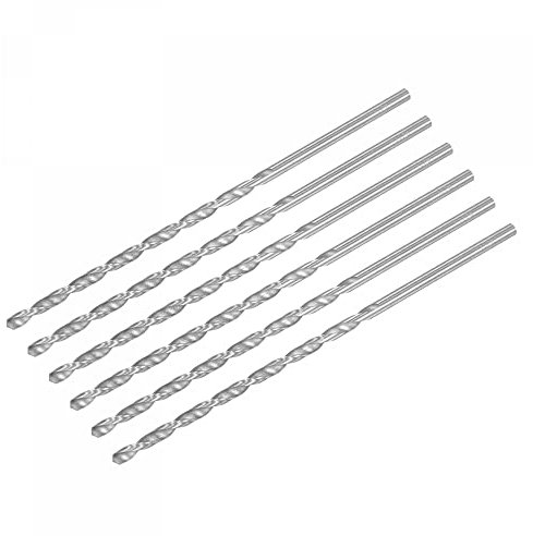 sourcing map HSS(High Speed Steel) Extra Long Twist Drill Bits, 4.5mm Drill Diameter 160mm Length for Hardened Metal Woodwork Plastic Aluminum Alloy 6 Pcs