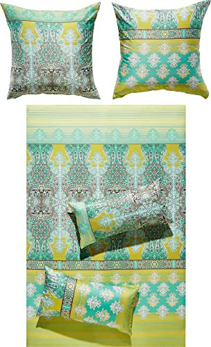 Erwin Müller Bettwäsche Mako-Satin grün-gelb Größe 1x 135x220 cm + 1x 40x80 cm