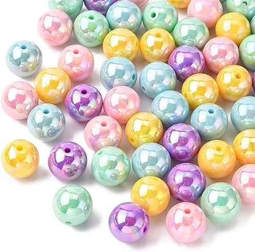 DanLingJewelry 100 Stück Random Color Opaque Acryl Round Beads Round Bubble Gum Ball Beads Round Spacer Beads for DIY Jewelry Making