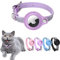 Airtag Katzenhalsband Aus Leder - Reflektierend, Verstellbar, GPS-Tracking, Anti-Verloren - Für Große/Mittelgroße/Kleine Katzen (XS, Lila)