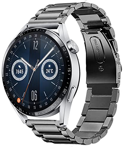 Strap-it Titanium kompatibel mit - Huawei Watch GT 3 Pro 46mm - Grau - fur Watch GT Runner - Watch 3 Pro - Watch GT 2 Pro - Huawei Watch GT 3 46mm - Watch GT (1) 46mm - Watch GT 2 46mm